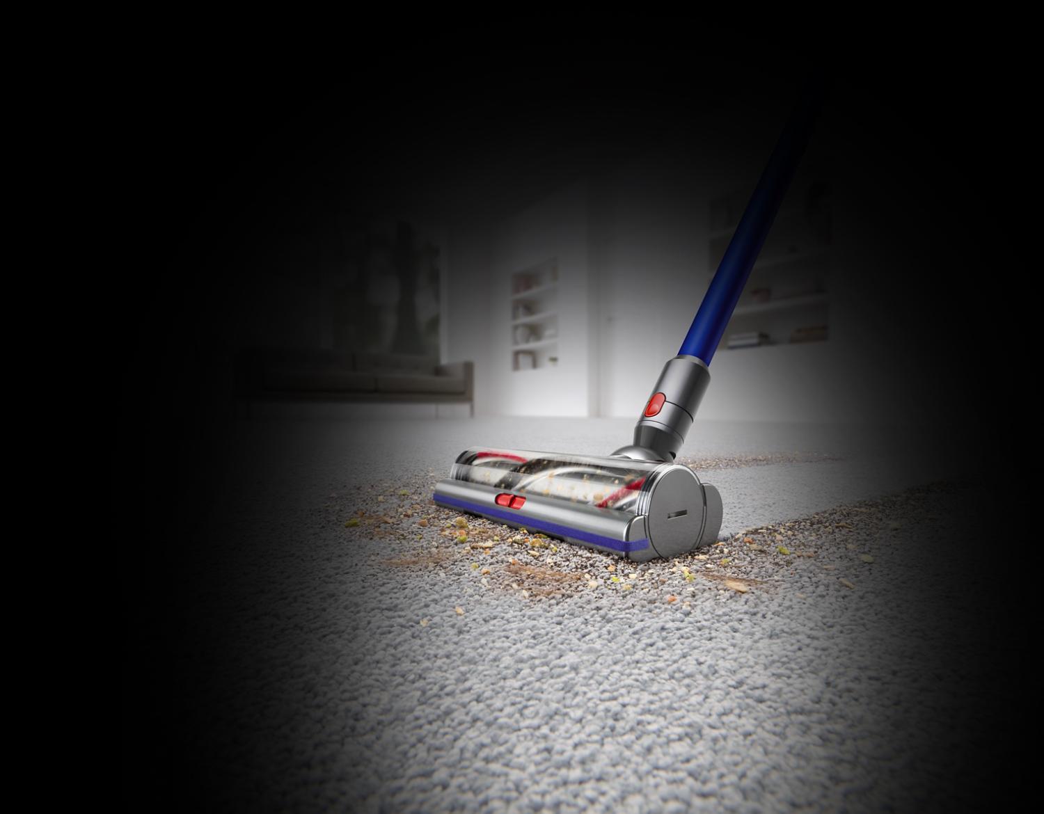 Dyson V11 Absolute vacuum side view cleaning carpet